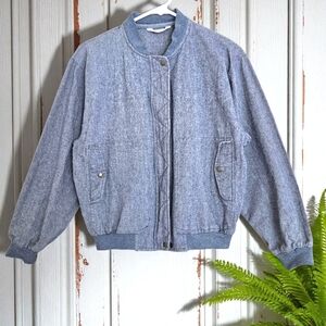 Vintage Passy Japanese Cotton Bomber Jacket Blue Lightweight Small